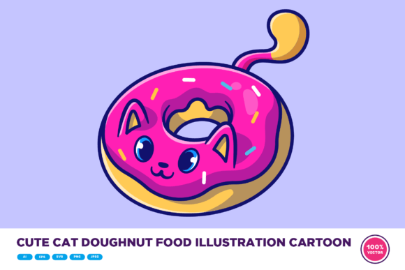 Cute Cat Doughnut Food Illustration Review