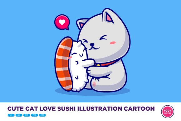 Cute Cat Love Sushi Embroidery Design Review
