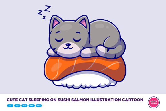 Cute Cat Sleeping on Sushi Salmon Embroidery Review