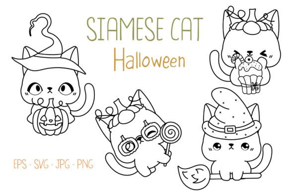 Halloween Siamese Cat Coloring Page Review